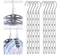 LianSinGo 10-Pack Clothing Chain Hanger, Metal Space-Saving Closet Organizer, Anti-Wrinkle 7 Loop Organizer for Clothes, Dorm Room Essentials, Home & Travel Storage