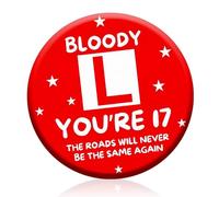 LianSinGo 17th Birthday Badge Gift, 75mm Learner Driver Badge, 'L-Plate, You're 17' 17th Birthday Gift Learner Driver for Girls & Boys