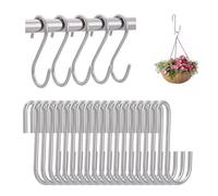 LianSinGo 20PCS Stainless Steel S-Hooks, S Shaped Heavy Duty Hanging Sturdy Hooks for Kitchen Utensils, Bedroom,Bathroom, Office & Garden