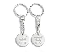 LianSinGo 2Pack Trolley Token Stainless Steel Trolley Coin UK Pound Keyring for Shopping Carts Durable Metal Clip for Shopping Basket Locker
