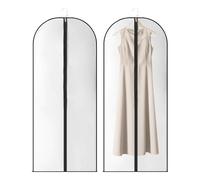 LianSinGo 2PCS Long Dress Bags Cover, 140x60cm Garment Covers Translucent with Zipper, Waterproof Dustproof Garment Bags, Full Length Storage Dress Covers for Suits & Coats