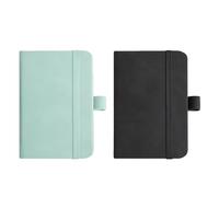 LianSinGo 2PCS Pocket Notebook A7, Small Notebooks Pocket, Mini Note Book for Travel Journal Work, Black and Light Green (100 Sheets)