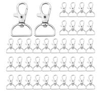 LianSinGo 40PCS Swivel Snap Hooks with D Ring, 360° Rotatable Lobster Clasps, Carabiner Key Rings for Keychain, Crafting & Bags