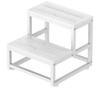 LIANTRAL 2 Step Wooden Step Stools for Adults Kids, Heavy Duty Stepping Stools Step Stools for High Beds, Non-Slip Bedside Foot Stool with 500 Lbs Capacity, Kitchen, Bed, RV Step, White