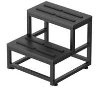 LIANTRAL 2 Step Wooden Step Stools for Adults Kids, Heavy Duty Stepping Stools Step Stools for High Beds, Non-Slip Bedside Foot Stool with 500 Lbs Capacity, Kitchen, Bed, RV Step, Black