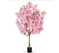 LIANTRAL Cherry Blossom Tree Artificial, Realistic Fake Pink Blooming Flower Tree with Nursery Pot, Decorative Faux Floral Potted Plant for Garden Office Home Wedding Hotel, 120cm/3.94FT