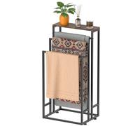 LIANTRAL Freestanding Towel Rail, 3 Tier Bath Towel Rack with Storage Shelf, Indoor Outdoor Towel Storage Stand, Hand Towel Drying Rack for Bathroom, Rustic Brown and Black