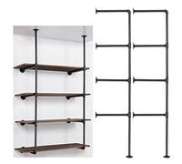 LIANTRAL Industrial Wall Mount Iron Pipe Shelf, 4 Tier X2 Pipe Shelving