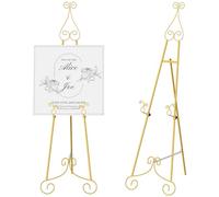 LIANTRAL Large Free Standing Adjustable Display Easel Stand, Golden Decorative Metal Floor Standing Easel for Display Mirror Wedding Welcome Signs