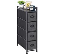 LIANTRAL Vertical Slim Chest of Drawers with 4 Fabric Drawers, Fabric Chest of Drawers Storage Tower Large Capacity Dresser for Bedroom Living Room Bathroom Entrance Narrow Space, Black and Dark Grey