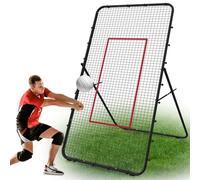 LIANTRAL Volleyball Rebounder Net, 7 x 4 Ft Adjustable Training Equipment, 5 Angles Adjustable Bounce Back Net with Strike Zone for Lacrosse Baseball Sports Practice - Black