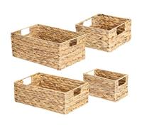 LIANTRAL Wicker Baskets Organizing 4 Pack, Woven Water Hyacinth Organiser Storage Baskets Wicker Hamper Basket With handles Gift Toys Bathroom Basket