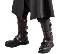 Lianxiaoou 1 Pair Medieval PU Leather Larp Gaiter, Samurai Boot Cover Cosplay Costume Archer Half Chaps Leg Armor Kit For Men And Women, Stage Protective Gear