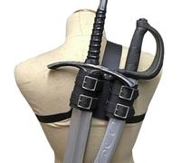 Lianxiaoou Medieval Dagger Sword Frog, Adjustable Viking Double Back Scabbard Sword Holster, Larp Warrior Leather Cosplay Costume Accessories, Outdoor Fencing Props,Black