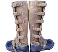 Lianxiaoou Medieval Leather Belt Buckle Leg Gaiters, Larp Knight Boot Covers Ranaissance Costume Accessories, Outdoor Waterproof Hiking Protective Gear,Yellow