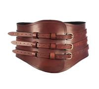 Lianxiaoou Medieval Leather Heavy Armor Belt, Triple Buckle Design, Renaissance Gladiator Kidney Belt, Halloween Roman Warrior Cosplay Costume Accessories, Adjustable,Brown
