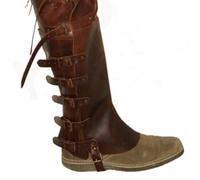 Lianxiaoou Medieval Multi-Row Belt Buckle Shoe Covers, Vintage Waterproof Knight Faux Leather Leg Armor, LARP Leg Guards Halloween Cosplay Costume Props,Brown