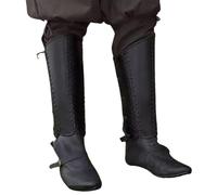 Lianxiaoou Medieval Samurai PU Leather Leg Gaiters, Knight Lace-Up Long Shoe Covers, Renaissance Warrior Waterproof Armor Cosplay Costume Photography Props