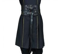 Lianxiaoou Samurai PU Leather Wide Belt, Medieval Vintage Prince Knight Armor Waistband, Steampunk Viking Fantasy Party Costume Cosplay Accessories For Larp And More,Black