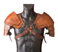 Lianxiaoou Steampunk Double Pauldrons, Adjustable Medieval PU Leather Warrior Shoulder Armor, Multi-Layered Leather Battle Shoulder Cover, Gladiator Knight Cosplay Costume Props,Brown
