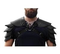 Lianxiaoou Steampunk Multi-Layer Leather Double Shoulder Armor, Medieval Retro Chest Harness, Adjustable Metal Buckle Strap Vest, Halloween Cosplay Knight Costume Accessories,Black