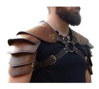 Lianxiaoou Steampunk Multi-Layer Leather Double Shoulder Armor, Medieval Retro Chest Harness, Adjustable Metal Buckle Strap Vest, Halloween Cosplay Knight Costume Accessories,Brown