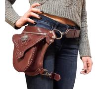 Lianxiaoou Steampunk Retro Waist Belt Bag, Outdoor Sport Satchel, Medieval Gothic Rock Chain Crossbody Leg Bag, Renaissance Stylish Accessories,Reddish Brown