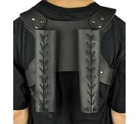 Lianxiaoou Vintage Back Strap Sword Carrier, Outdoor Fencing Double Sword Frog, Adjustable PU Leather Laced Costume Accessories, Medieval Knight Cosplay Gear,Black
