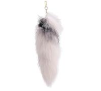 LIANXUE Cute Foxtail Keychain Soft Plush Hanging Ornament Playful Foxtail Bag Charm Bag Hanging Pendants for Bags and Keys, White