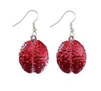 LIANXUE Funny Red Brain Pendant Necklace/Eas/for Halloween Party Unique Heart Neckchain/Ear Drops Stylish Accessory Acrylic, Alloy, 1: Approx. 18cm/0.71inch, Acrylic, Alloy