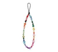 LIANXUE Phone Strap Beaded Phone Lanyard Wrist Strap Butterfly Phone Rainbow Beaded Phone Chain Strap for Girls Acrylic