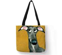 LIANYG Greyhound Black Dog Print Women Lady Fabric Handbags Folding Reusable Shopping Bags Korean Tote Bag