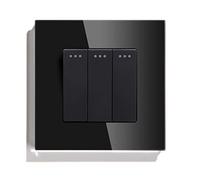 LIANYG Light Switch 3 Gang 1 Way 2 Way Push Button Switch Standard Home Switch Black White Golden With Crystal Glass Panel For Home 101 (Color : Black, Size : 2Way)