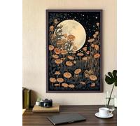 lianyibo 1 Pc Vintage Moon And Flowers Wall Art Prints Ethereal Celestial Floral Print Mystical Aesthetic Canvas Poster 80x120cm framework