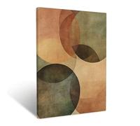 lianyibo 1pc Abstract Wall Art Canvas Print Modern Geometric Shapes Earth Tones Brown Green Orange Rust Textured Vintage Decor 50x70cm Frameless