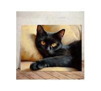 lianyibo 1pc Black Cat Canvas Wall Art Eyes Lies On The Sofa Looking At You In Artwork Posters Prints Office Living Room Decor(20x30cm/Frameless)