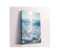 lianyibo 1pc Coastal Blue Ocean Wave Canvas Wall Art - Beach Scene Print with Sparkling Sunlight - Modern Seascape Decor(50x75cm/Frameless)