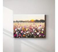 lianyibo 1pc Colorful Wildflower Field Canvas Wall Art Beautiful Floral Landscape Painting Print Living Room Bedroom Decor(30x40cm/Frameless)