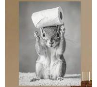 lianyibo 1pc Cute Squirrel With Toilet Paper Roll Wall Art, Animal Print Canvas Poster Nature Wildlife Artwork Bathroom Decor(70 x 110 cm/Frameless)