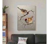 lianyibo 1pc Elegant Birds On A Branch Canvas Poster Print Wall Art For Living Room Bedroom Office Dining Area Bar Decor(50x75cm/Inner frame)