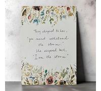 lianyibo 1pc Empowering Floral Canvas Wall Art, 'I Am The Storm' They Whispered To Her, She Whispered Back, Vintage Home Decor(30x40cm/Inner frame)