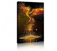 lianyibo 1pc Fantastic Golden Phoenix Canvas Wall Art Feng Shui Animal Bird Poster Print Painting For Living Room Home Decor(60x90cm/Inner frame)