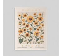 lianyibo 1pc Flower Market Print Canvas Poster, Sunflower Wall Art, Vintage Floral Artwork, Abstract Botanical Room Decor 60x90cm framework