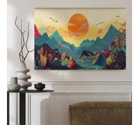 lianyibo 1Pc Japanese Wall Art Yayoi Kusama Inspired Horizontal Panoramic Canvas Or Poster Modern Living Room Wall Decor(60x90cm/Frameless)