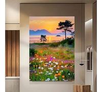 lianyibo 1pc Landscape Canvas Wall Art Vibrant Wildflower Field Sunset Print, Modern Tranquil Lake & Mountain View Home Decor 70x110cm Frameless