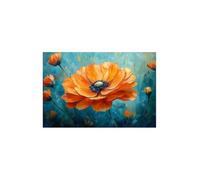 lianyibo 1Pc Modern Abstract Flower Wall Art Orange Flower With Blue Center Canvas Print Poster Living Room Bedroom Decor(40x60cm/Frameless)