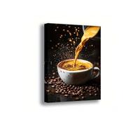 lianyibo 1pc Modern Coffee Canvas Wall Art, Dynamic Pouring Beverage Into Cup With Coffee Beans Posters Prints Kitchen Decor(50x70cm/Frameless)