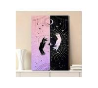 lianyibo 1pc Mystical Hands Canvas Wall Art - Cosmic Duality Moon Star Abstract Print Painting - Modern Celestial Home Decor(50x70cm/Frameless)