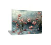 lianyibo 1Pc Pink Flowers In Misty Water Canvas Wall Art, Floral And Dreamy Art Poster Prints Living Room Office Home Decor(60x80cm/Inner frame)