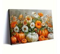 lianyibo 1pc Pumpkin Harvest Canvas Wall Art Rustic Autumn Still Life, Seasonal Gourd Print, Modern Kitchen Wall Decor 80x120cm Frameless